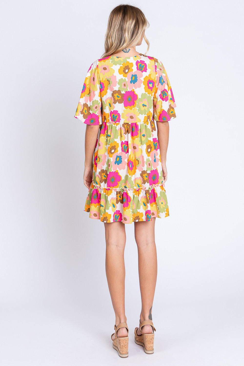 Floral Ruffle Hem Mini Dress