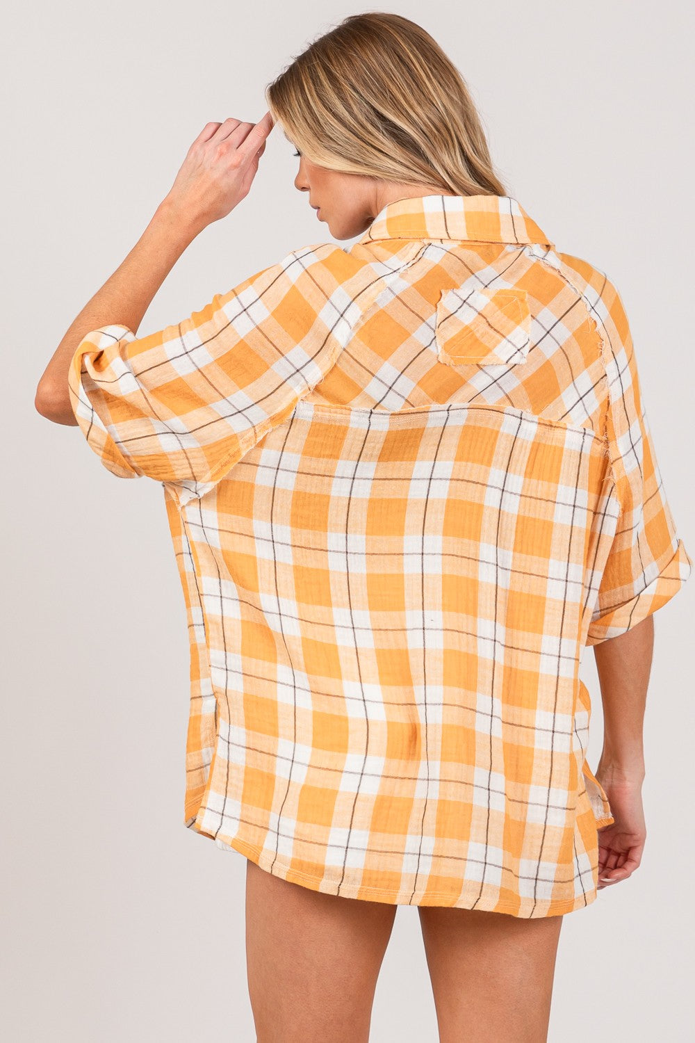 Plaid Button Up Shirt - Apricot