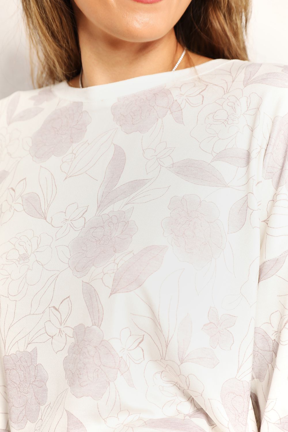 Floral Long Sleeve Loungewear Set - White