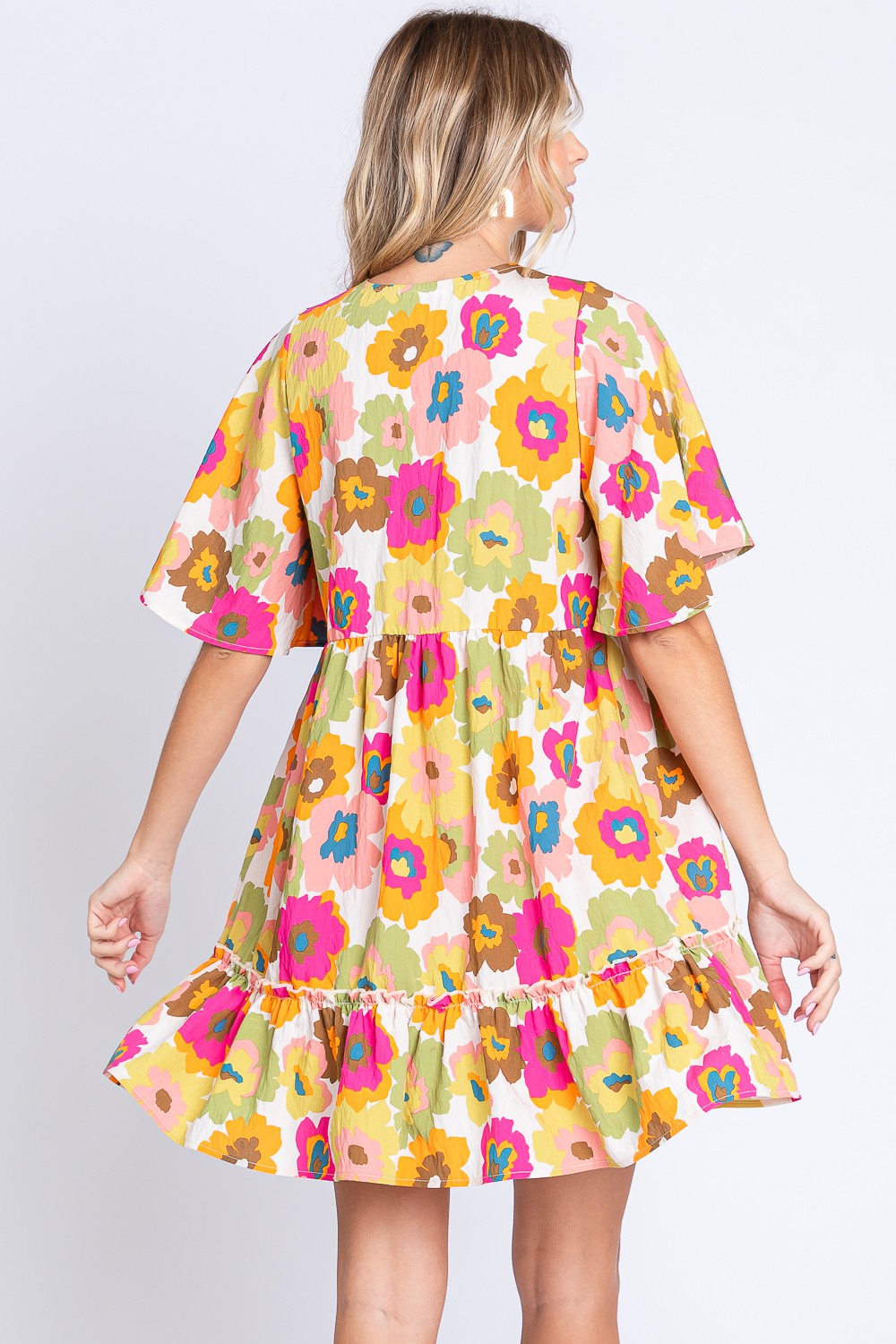 Floral Ruffle Hem Mini Dress