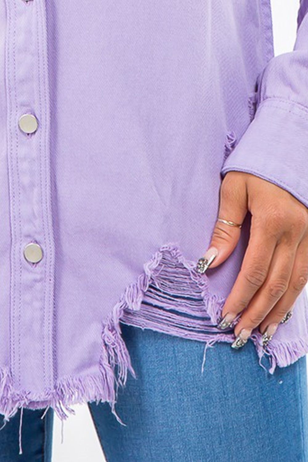 Distressed Denim Jacket - Lavender