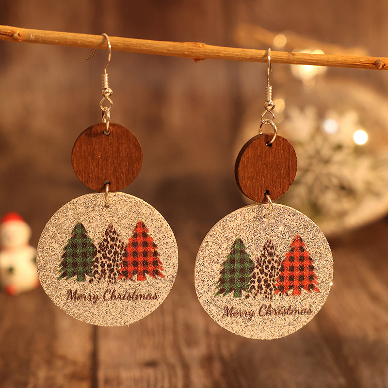 Leather Christmas Tree Earrings