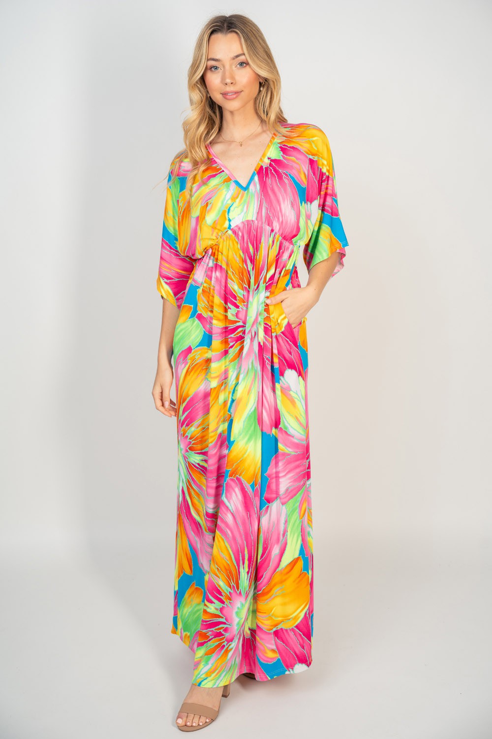 Maxi Dress with Pockets - Multicolor