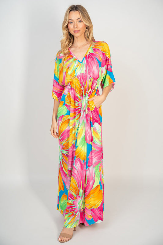 Maxi Dress with Pockets - Multicolor