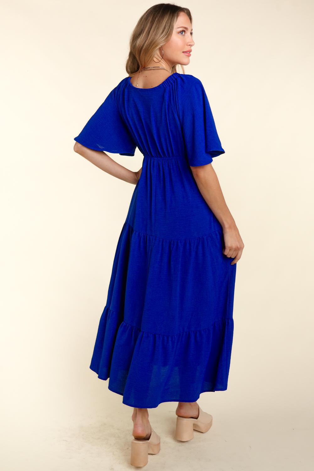 Tiered Babydoll Maxi Dress with Side Pocket