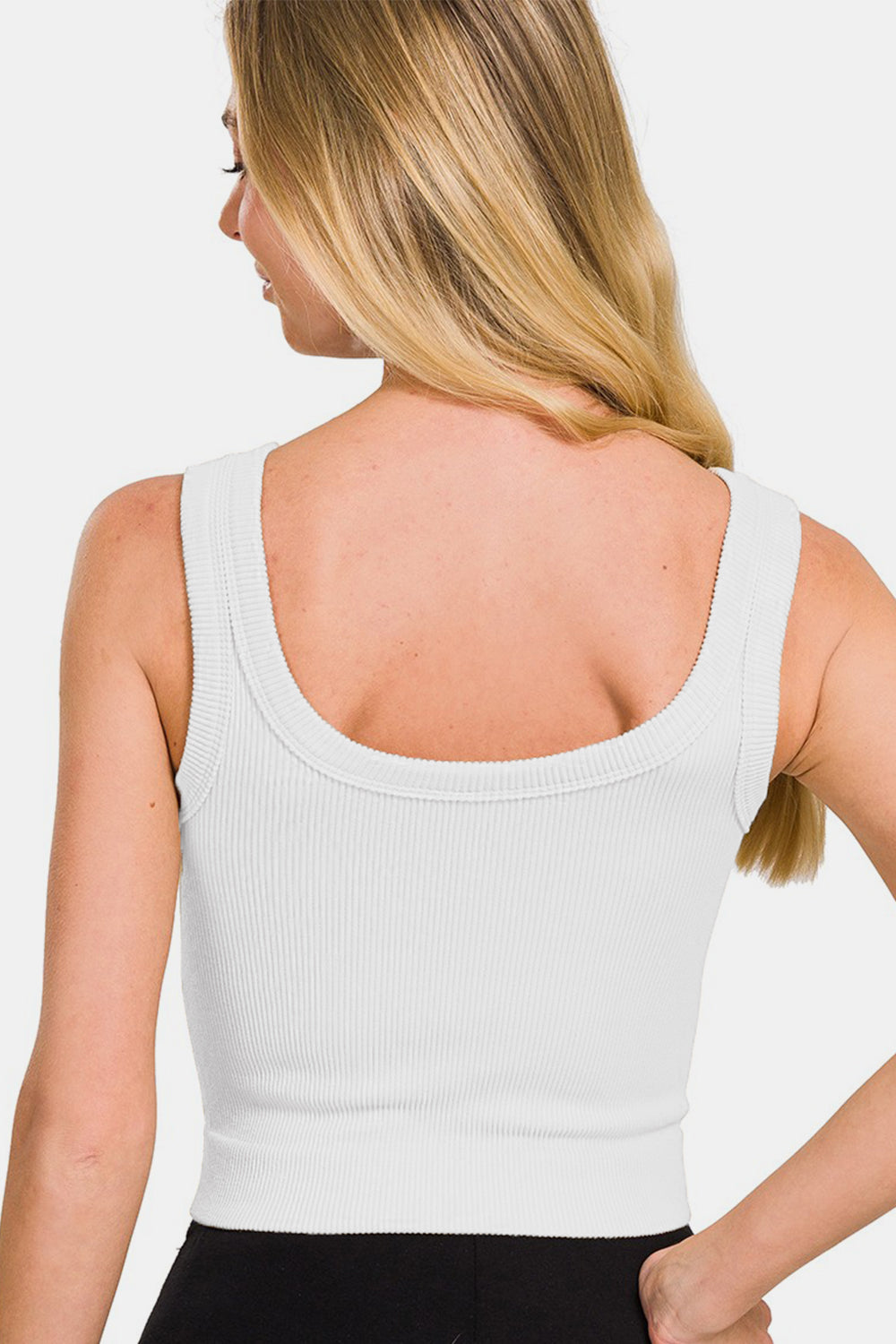 Ribbed Cropped Tank - White