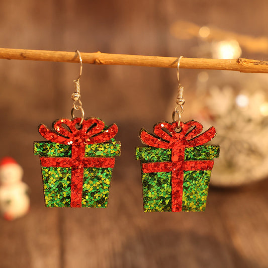 Sequin Gift Box Leather Earrings