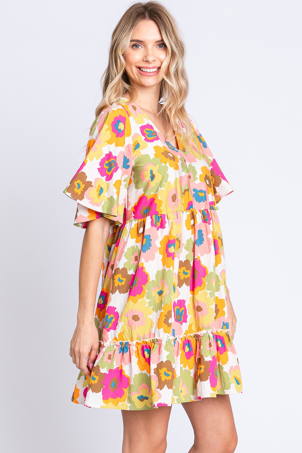 Floral Ruffle Hem Mini Dress