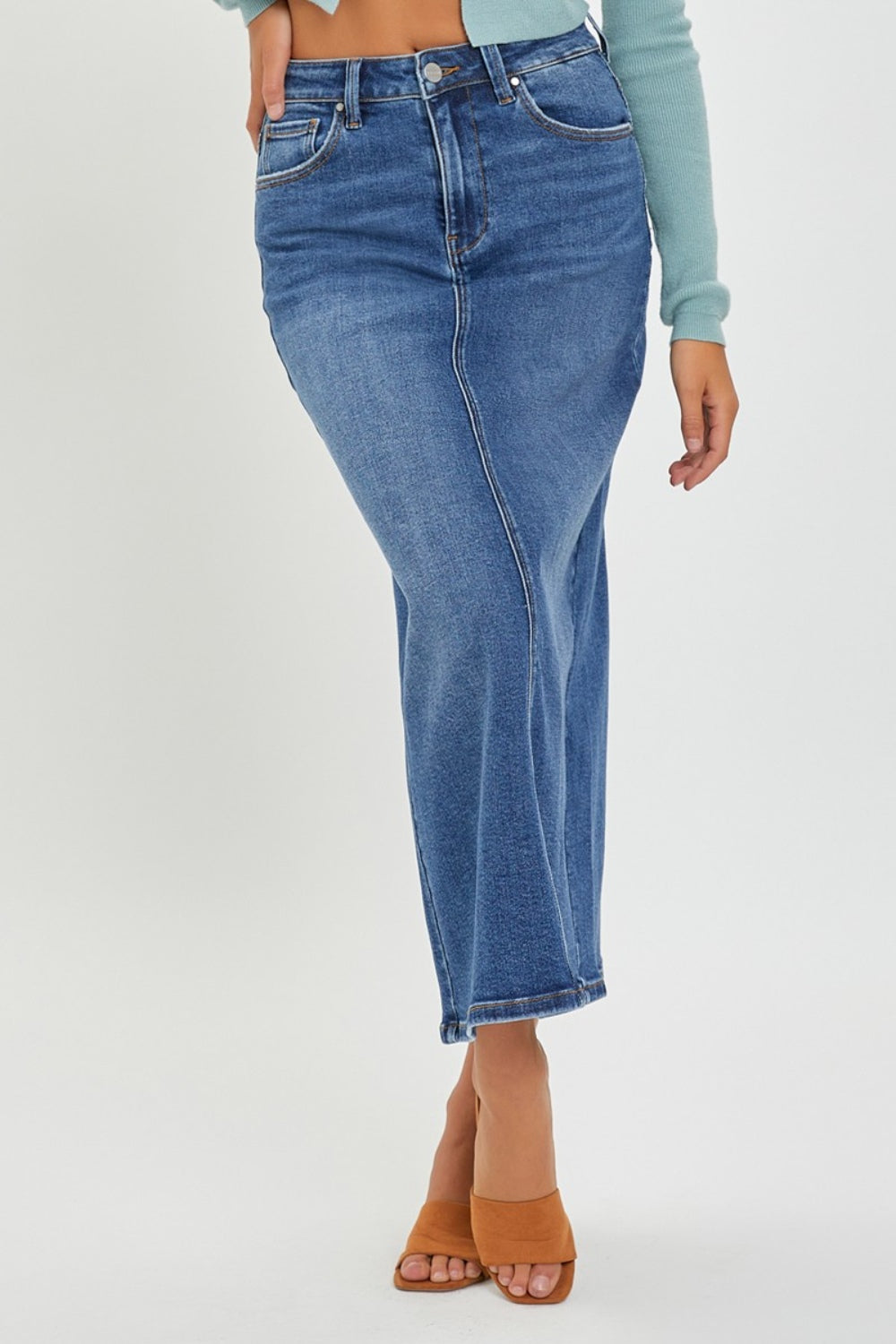 RISEN Back Slit Denim Skirt