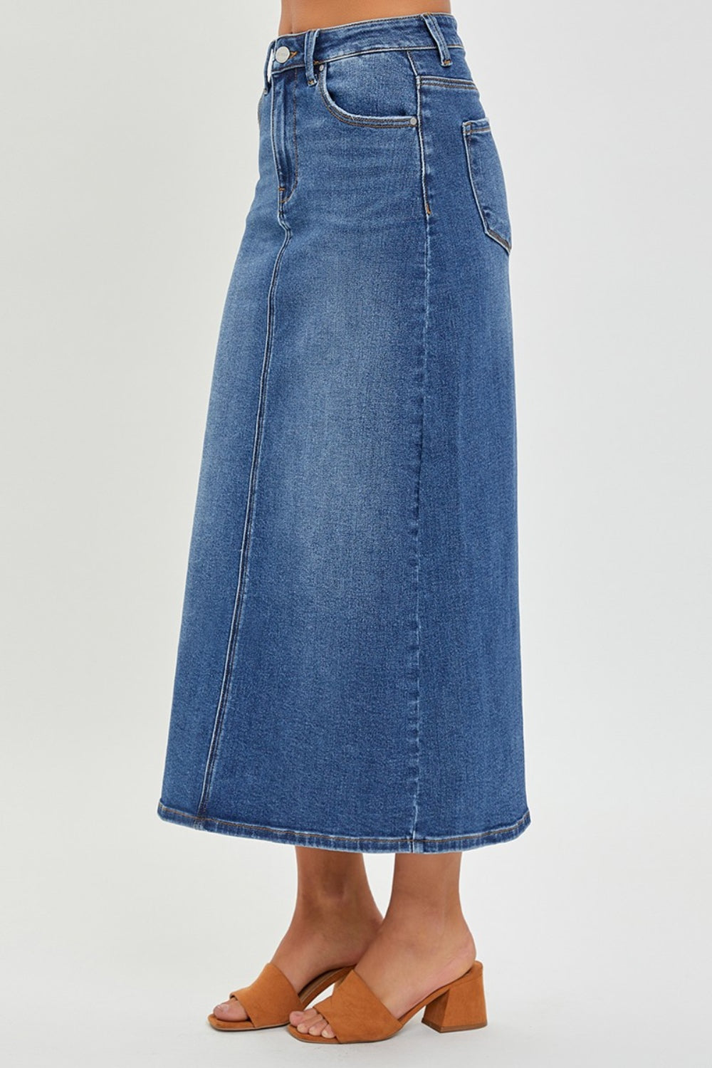 RISEN Back Slit Denim Skirt