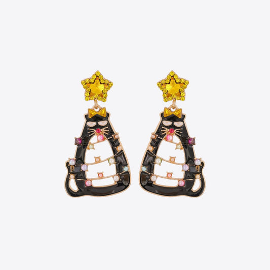 Rhinestone Cat Earrings