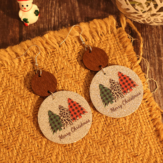 Leather Christmas Tree Earrings