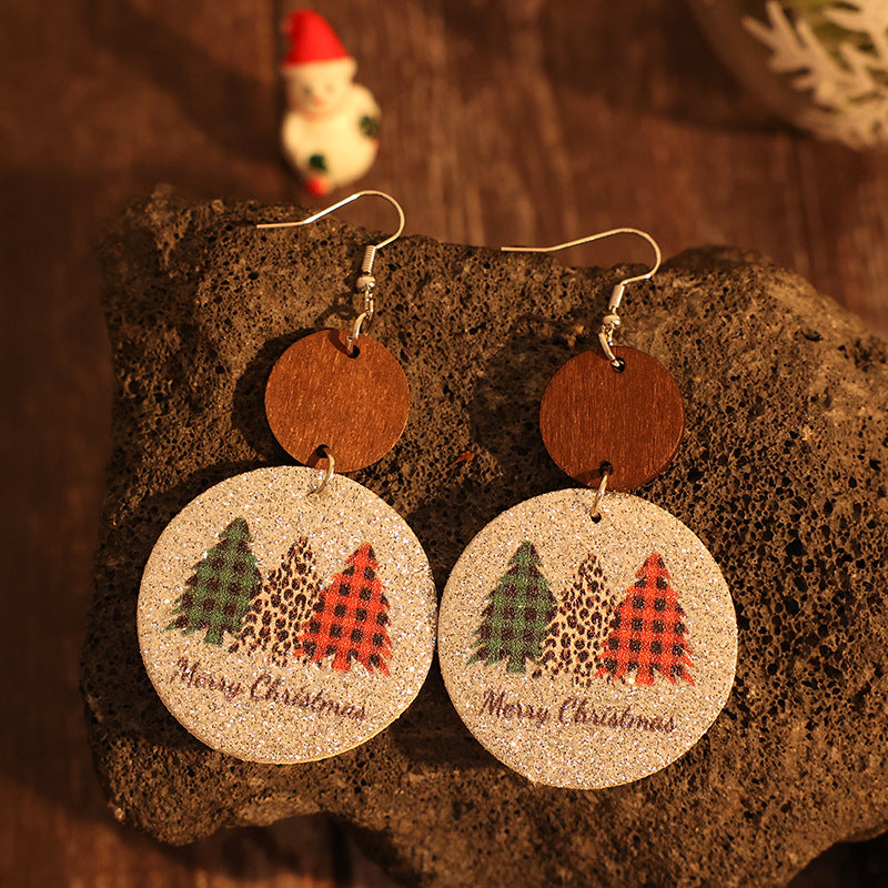 Leather Christmas Tree Earrings