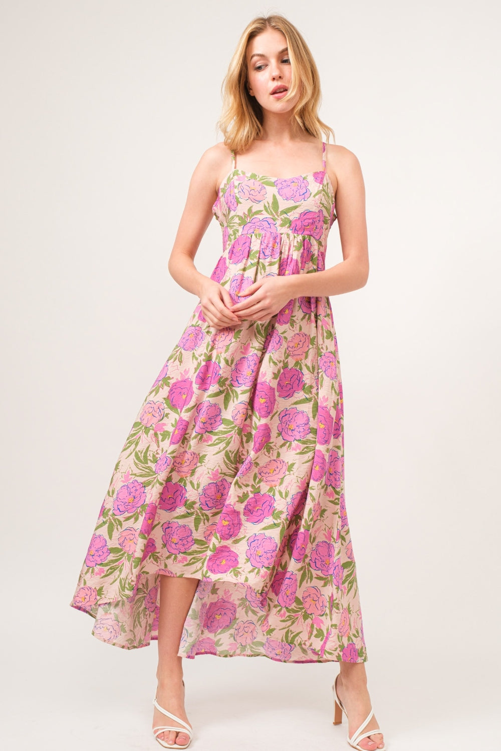 Floral High-Low Cami Dress - Pink