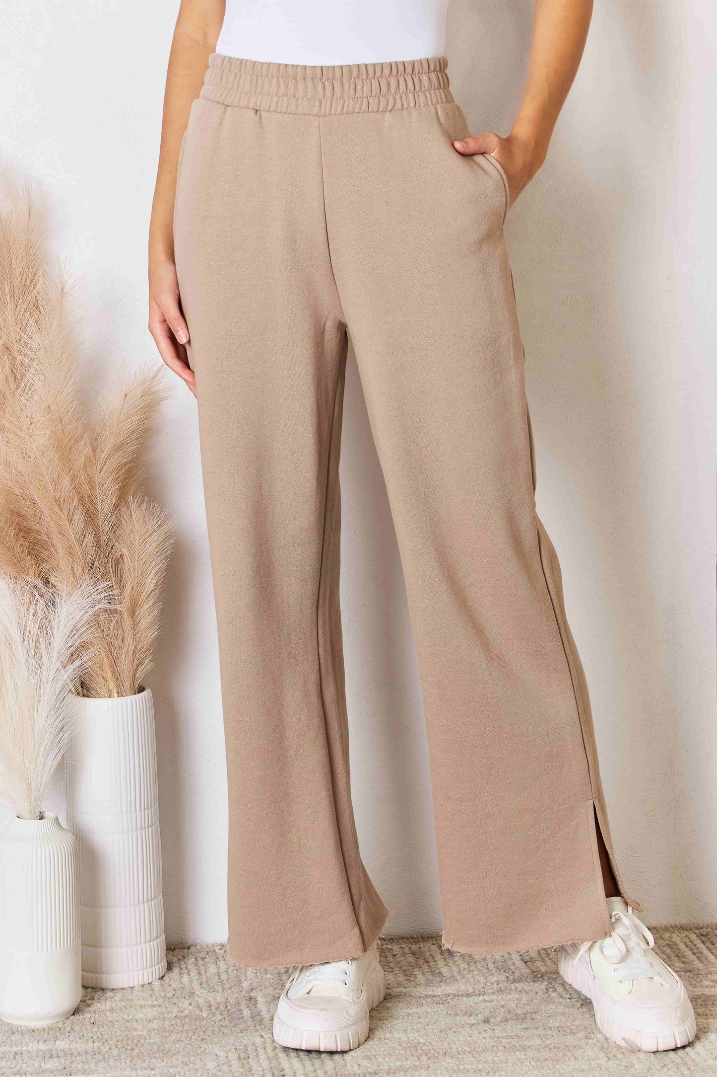 Wide Leg Pants - Sand