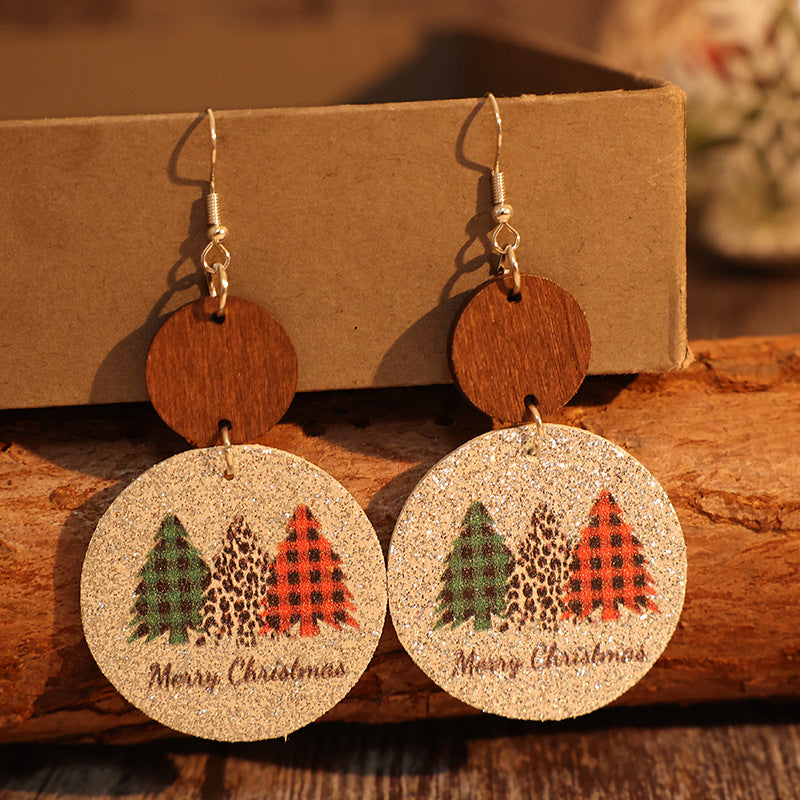 Leather Christmas Tree Earrings