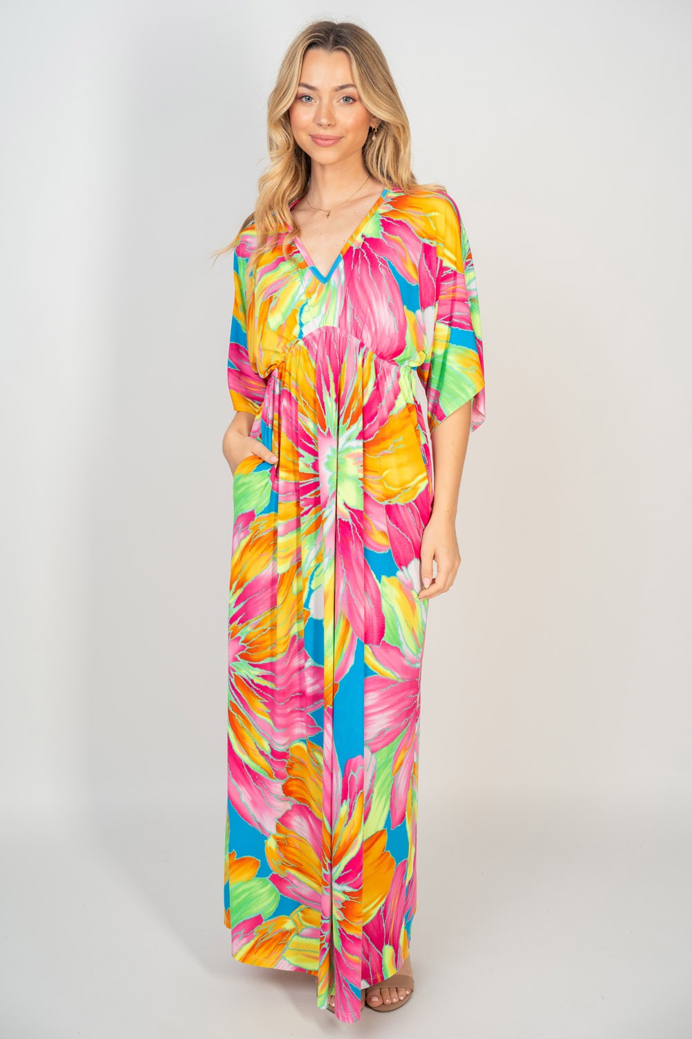 Maxi Dress with Pockets - Multicolor